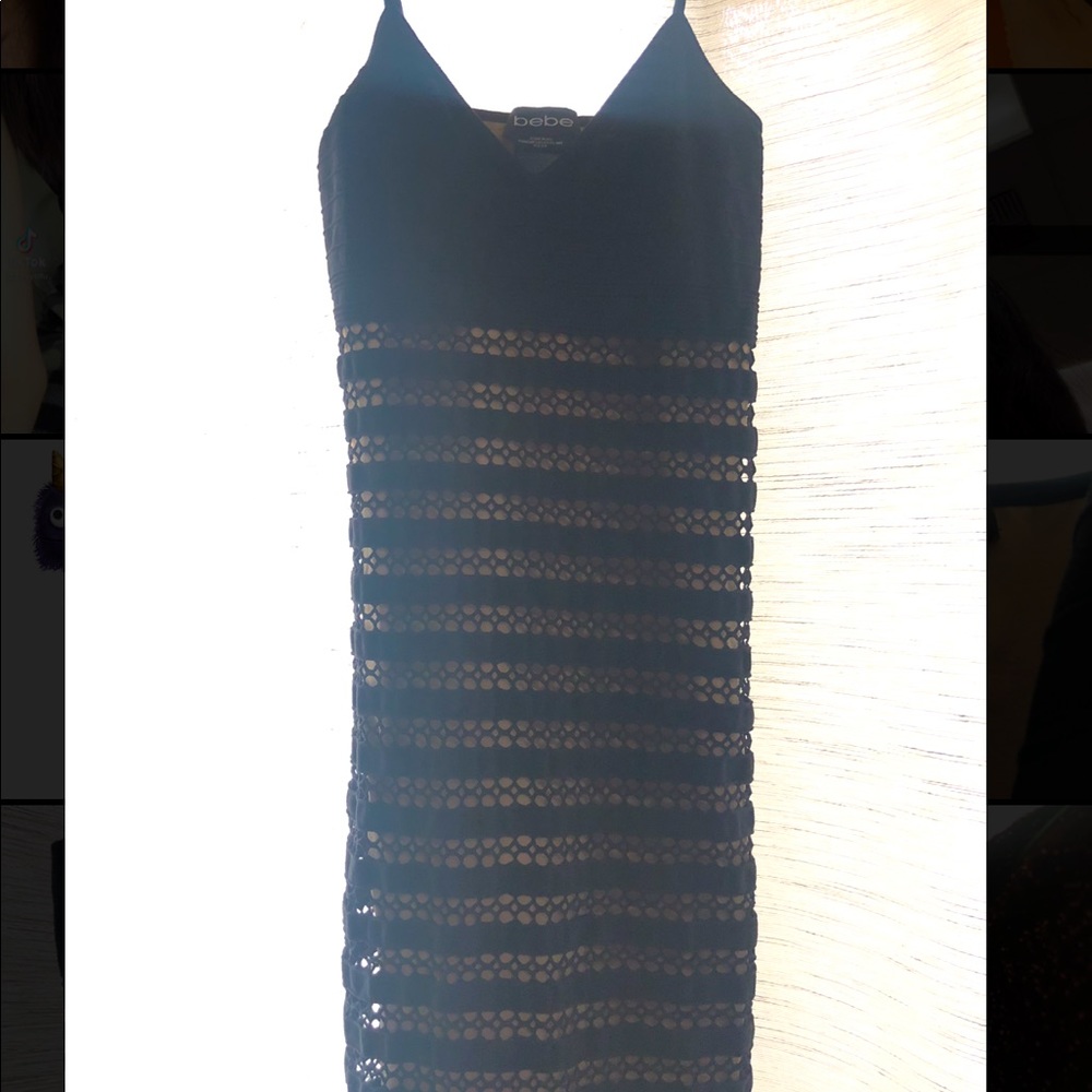 Bebe Bodycon Cami Black & Nude Dress